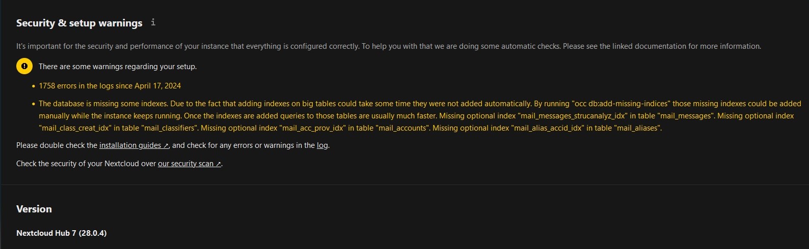 Missing Indexes